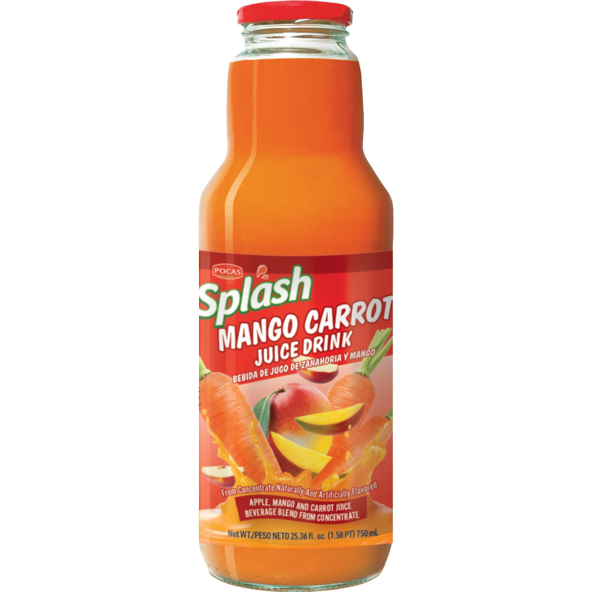 Pocas Splash (mango) apple carrot juice drink 8/25.4oz