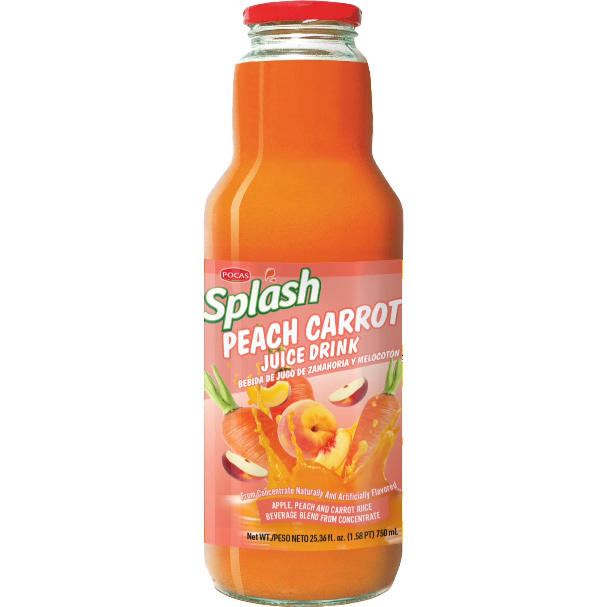 Pocas Splash (peach) apple carrot juice drink 8/25.4oz