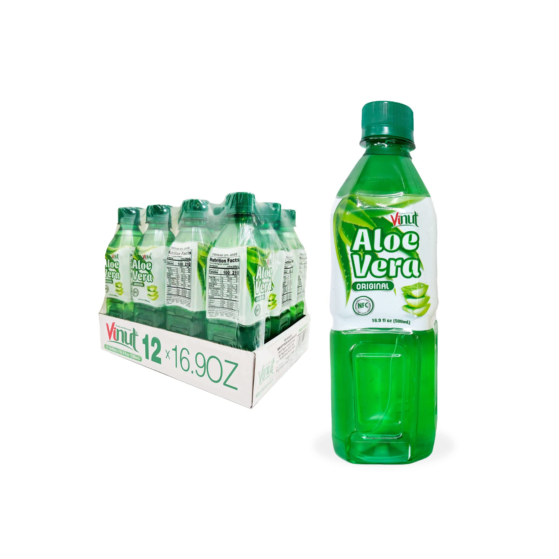 Vinut Aloe Vera Drink Original Flavor 16.9 fl oz (500ml) x 12